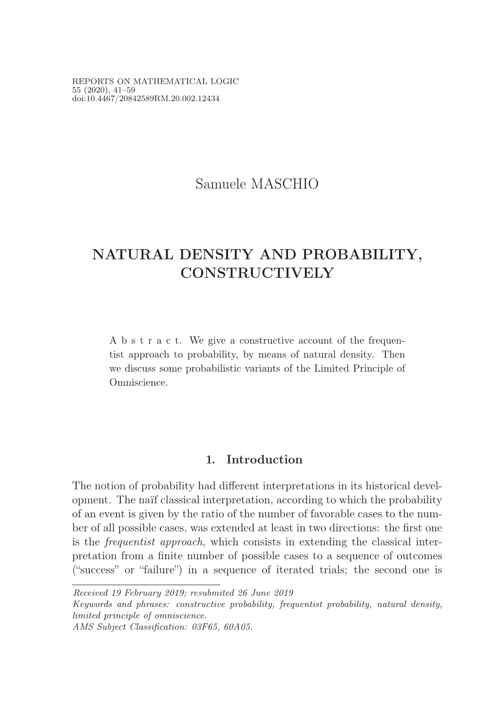 Natural Density and Probability, Constructively