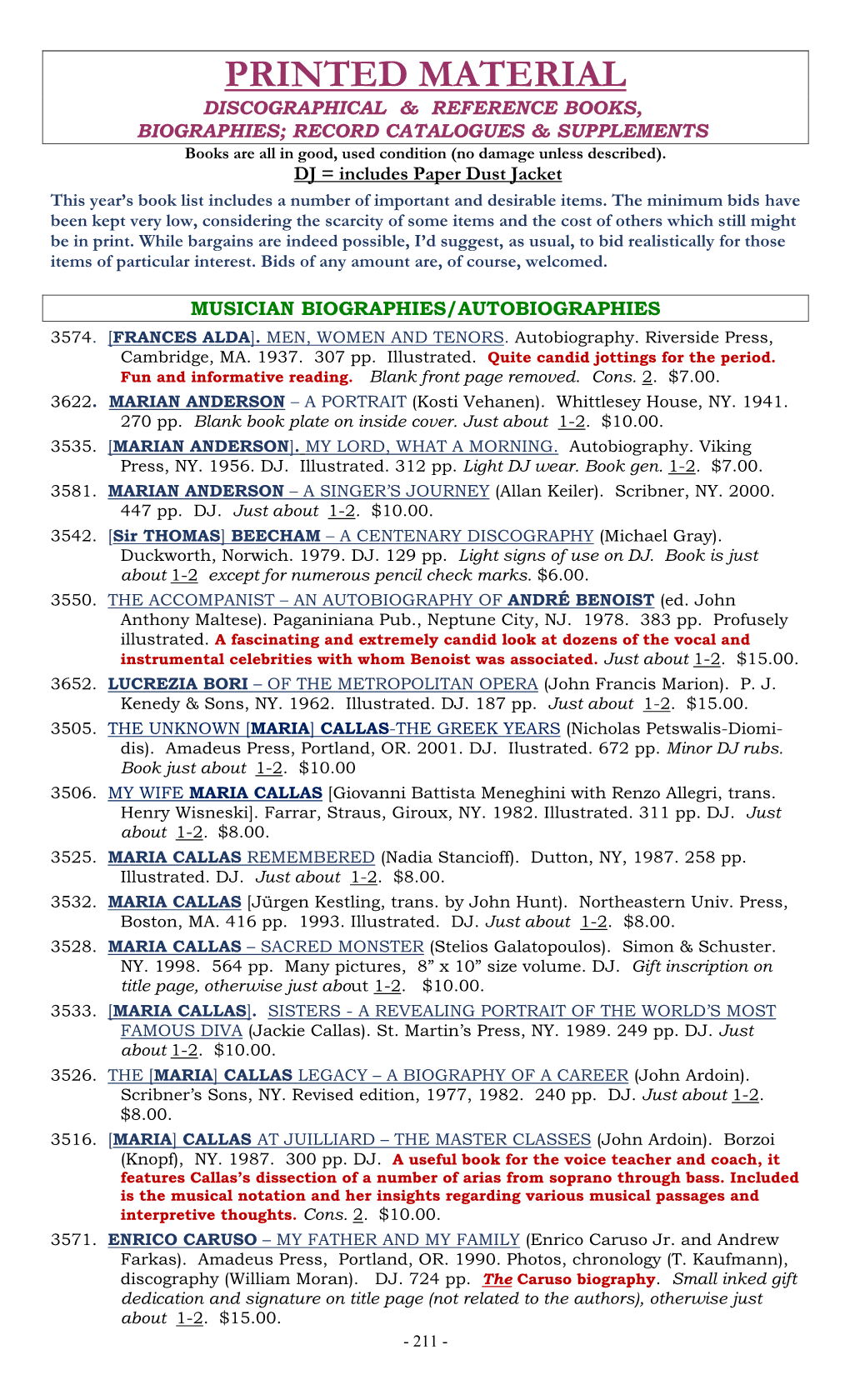 THE RECORD COLLECTOR MAGAZINE Given Below Is the Featured Artist(S) of Each Issue (D=Discography, B=Biographical Information)