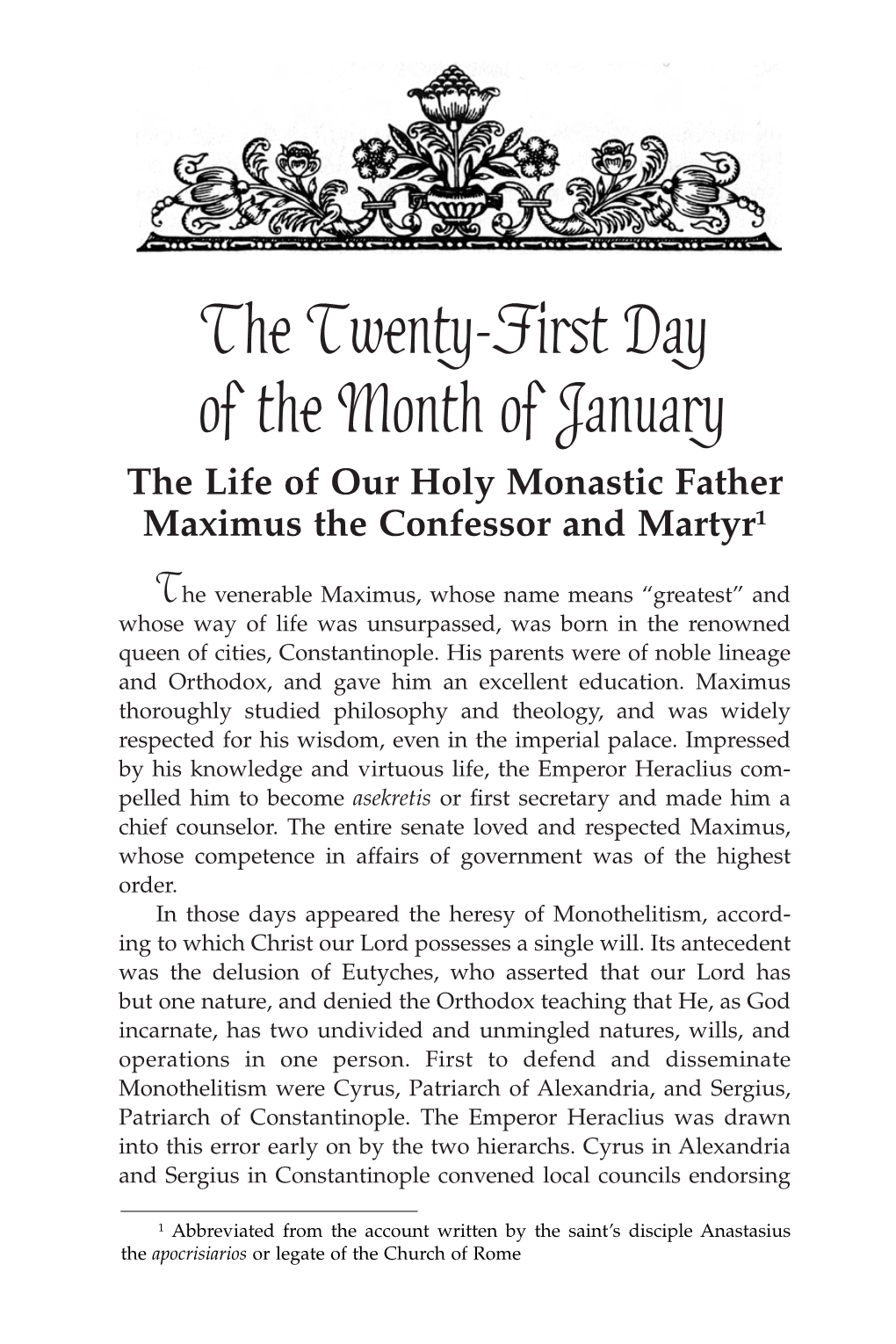 The Life of St. Maximus the Confessor