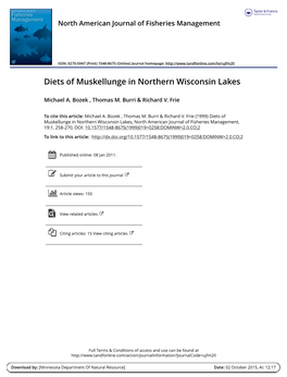 Diets of Muskellunge in Northern Wisconsin Lakes