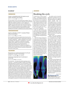 Breaking the Cycle a Sperm Cytoskeletal Protein That Signals Oocyte a Broken Leg Is a Minor Inconve- the Authors Used a Site-Specific Meiotic Maturation and Ovulation