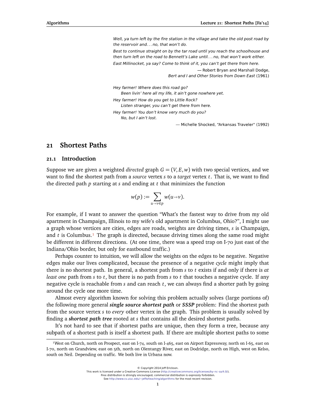 Shortest Paths [Fa’14]