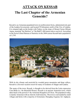 ATTACK on KESSAB the Last Chapter of the Armenian Genocide?