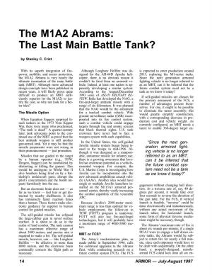 The M1A2 Abrams: the Last Main Battle Tank?