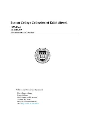 Boston College Collection of Edith Sitwell 1935-1964 MS.1986.079