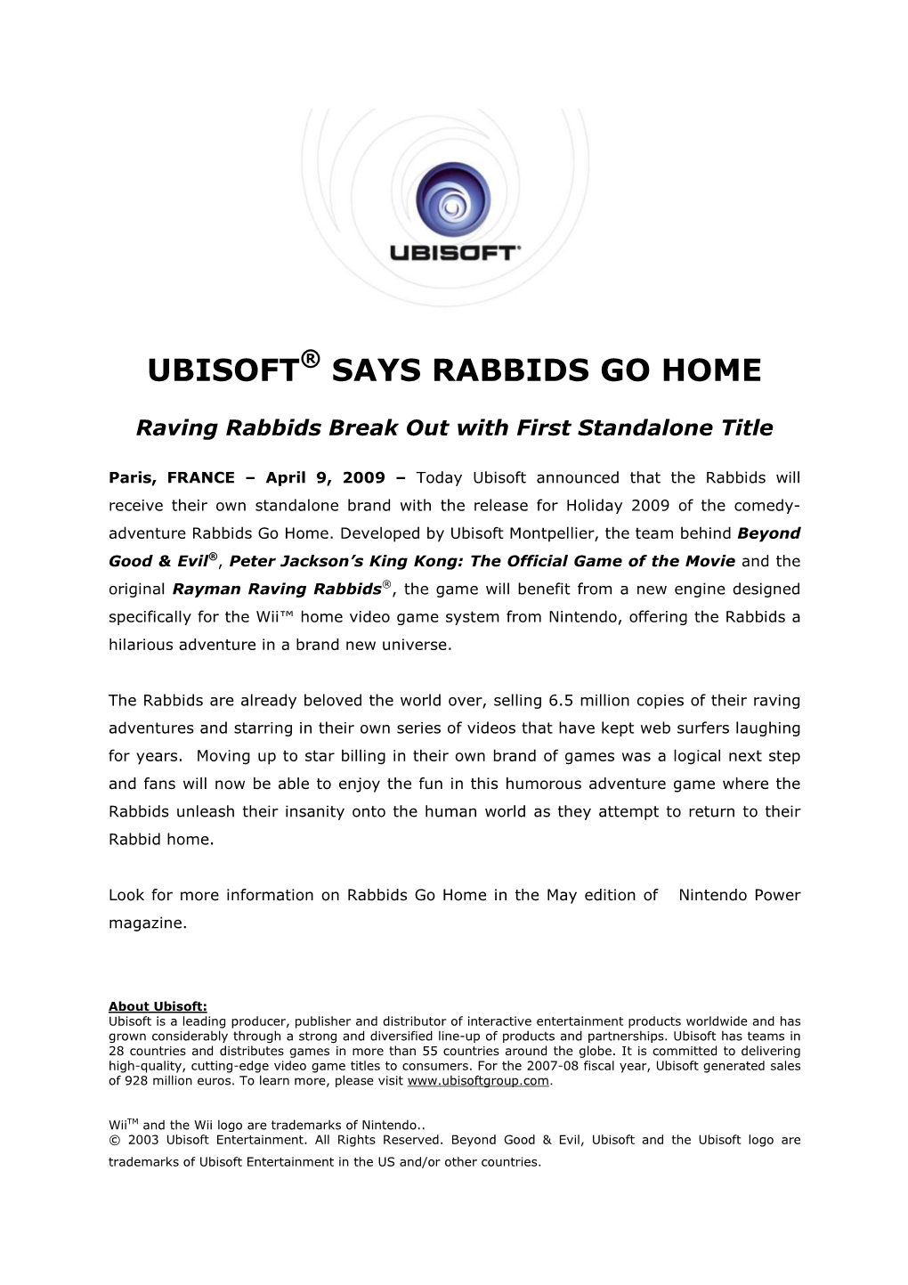 PR Ubisoft Rabbidsgohome