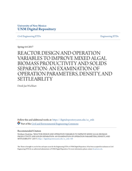 Reactor Design and Operation Variables to Improve Mixed Algal