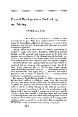 Physical Development of Bookmaking and Printing