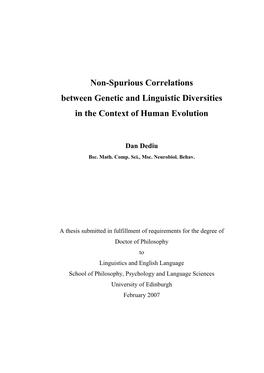 Non-Spurious Correlations Between Genetic and Linguistic Diversities in the Context of Human Evolution