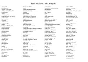 SONGS WE've SUNG 2011 – 2015 (So Far)