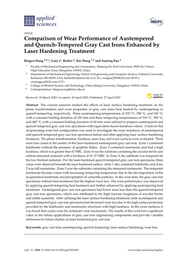 Comparison of Wear Performance of Austempered and Quench-Tempered Gray Cast Irons Enhanced by Laser Hardening Treatment