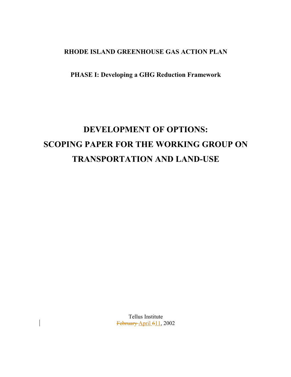 Rhode Island Greenhouse Gas Action Plan