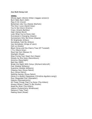 Joe Butt Song List 2000S Whole Again (Atomic Kitten (Reggae Version