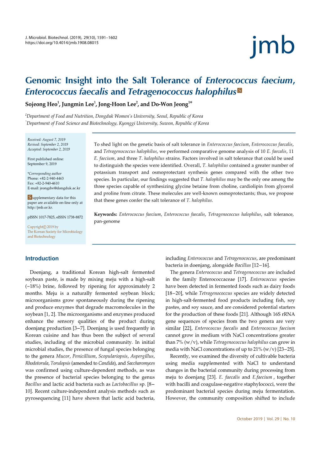 Genomic Insight Into the Salt Tolerance of Enterococcus Faecium