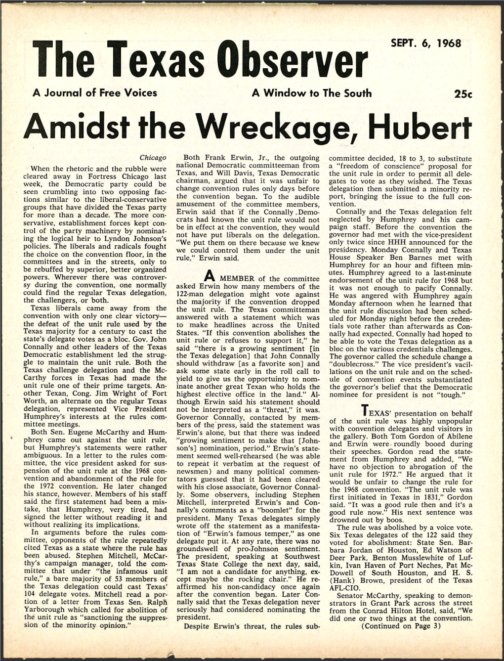 The Texas Observer SEPT. 6, 1968