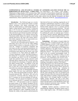 Compositional and Dynamical Studies of Asteroids Located In/Near the 3:1 Kirkwood Gap: 495 Eulalia - a First Step