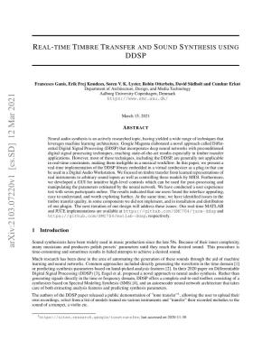 Real-Time Timbre Transfer and Sound Synthesis Using DDSP