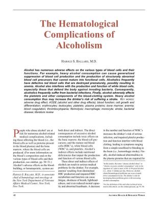 The Hematological Complications of Alcoholism
