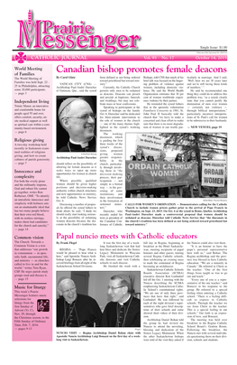 Canadian Bishop Promotes Female Deacons of Families