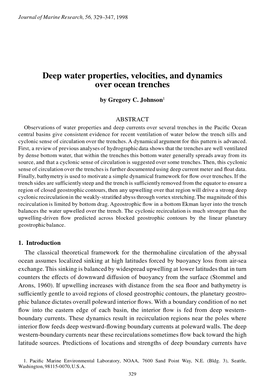 Deep Water Properties, Velocities, and Dynamics Over Ocean Trenches