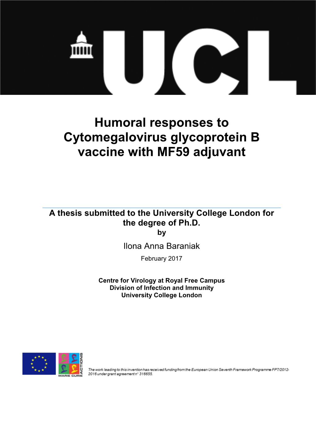 Humoral Responses to Cytomegalovirus Glycoprotein B Vaccine with MF59 Adjuvant