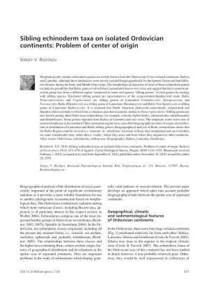 Sibling Echinoderm Taxa on Isolated Ordovician Continents: Problem of Center of Origin