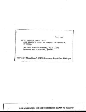 Microfilms, a XERQ\ Company, Ann Arbor, Michigan Univers