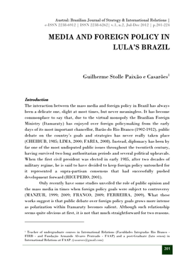 Media and Foreign Policy in Lula's Brazil