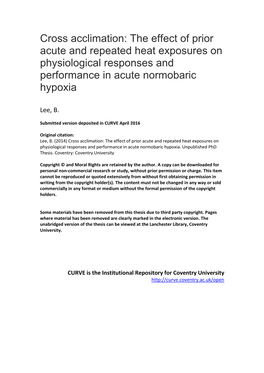 Cross Acclimation: the Effect of Prior Acute and Repeated Heat Exposures on Physiological Responses and Performance in Acute Normobaric Hypoxia