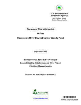 Ecological Characterization of the Housatonic River Downstream of Woods Pond
