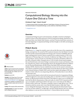 Computational Biology: Moving Into the Future One Click at a Time