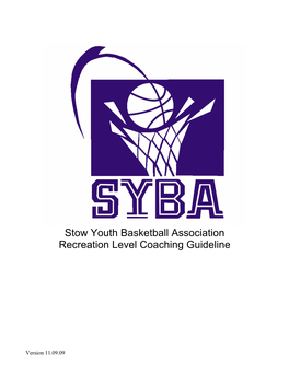 Stow Youth Basketball Association Recreation Level Coaching Guideline