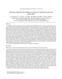 Feeding Responses by Scolytus Scolytus to Twig Bark Extracts from Elms J