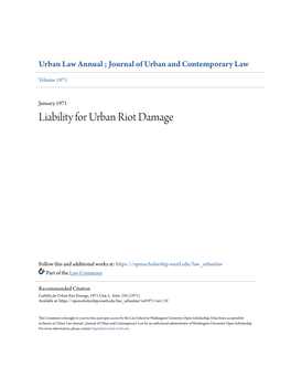 Liability for Urban Riot Damage