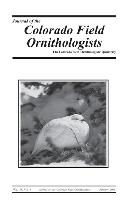 Colorado Field Ornithologists the Colorado Field Ornithologists' Quarterly