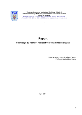 Report Chernobyl: 30 Years of Radioactive Contamination Legacy