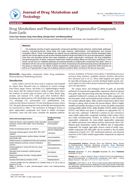 Drug Metabolism and Pharmacokinetics of Organosulfur