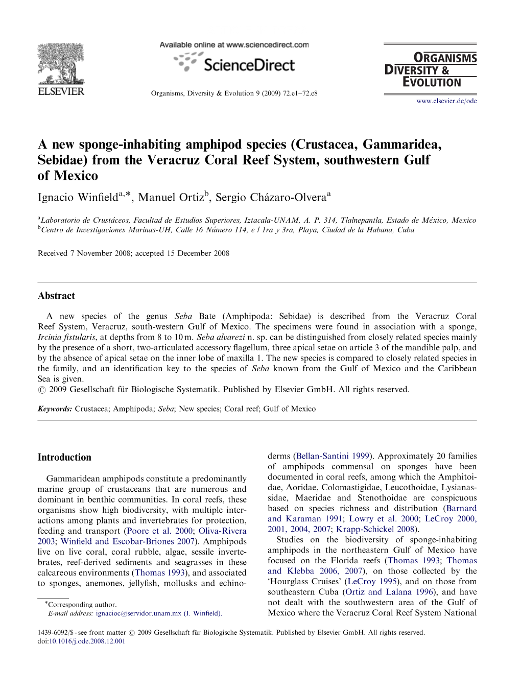 A New Sponge-Inhabiting Amphipod Species (Crustacea, Gammaridea