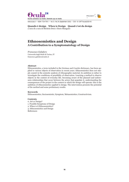 Ethnosemiotics and Design a Contribution to a Symptomatology of Design
