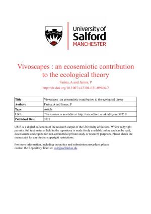 Vivoscapes: an Ecosemiotic Contribution to the Ecological Theory