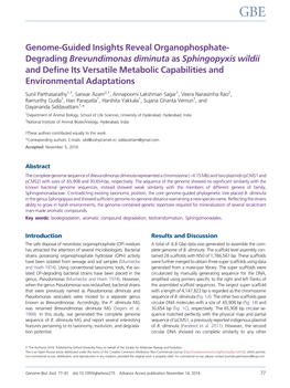 Genome-Guided Insights Reveal Organophosphate- Degrading