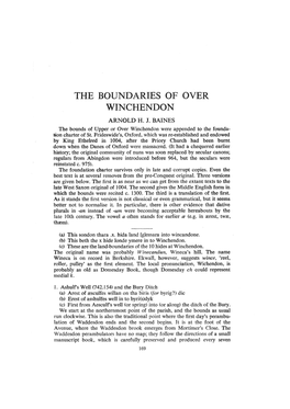 The Boundaries of Over Winchendon. Arnold H.J.Baines