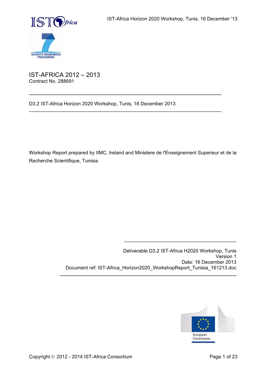 IST-AFRICA 2012 – 2013 Contract No