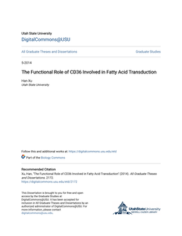 The Functional Role of CD36 Involved in Fatty Acid Transduction