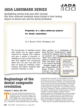 Beginnings of the Dental Composite Revolution