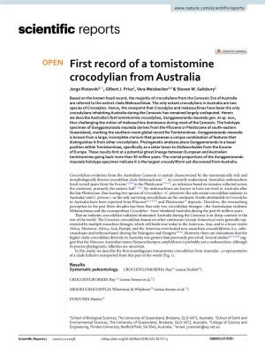 First Record of a Tomistomine Crocodylian from Australia Jorgo Ristevski1*, Gilbert J