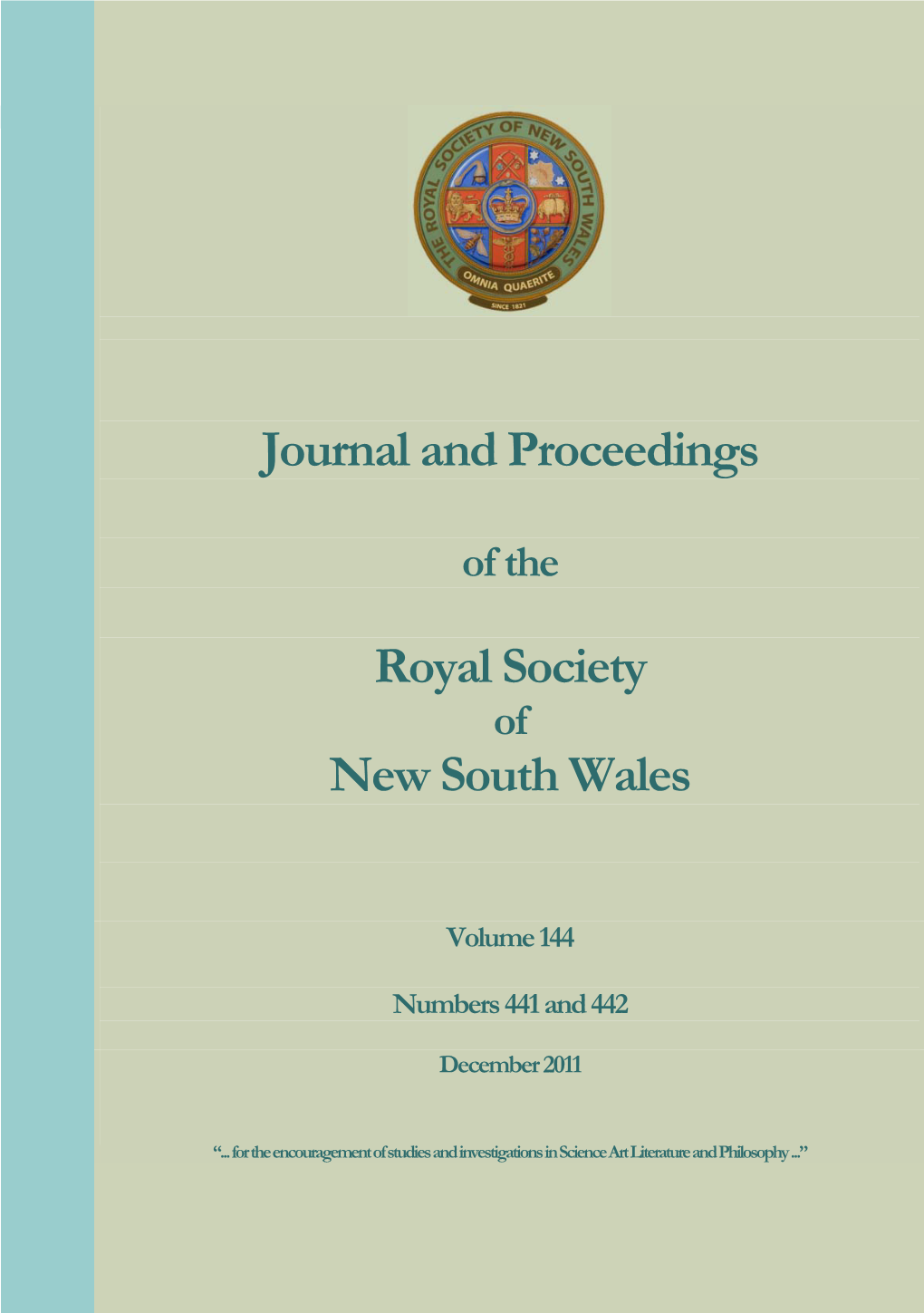 Journal and Proceedings Royal Society New South Wales