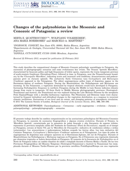 Changes of the Palynobiotas in the Mesozoic and Cenozoic of Patagonia: a Review