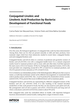 Conjugated Linoleic and Linolenic Acid Production by Bacteria: Development of Functional Foods