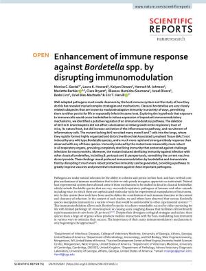 Enhancement of Immune Response Against Bordetella Spp. by Disrupting Immunomodulation Monica C